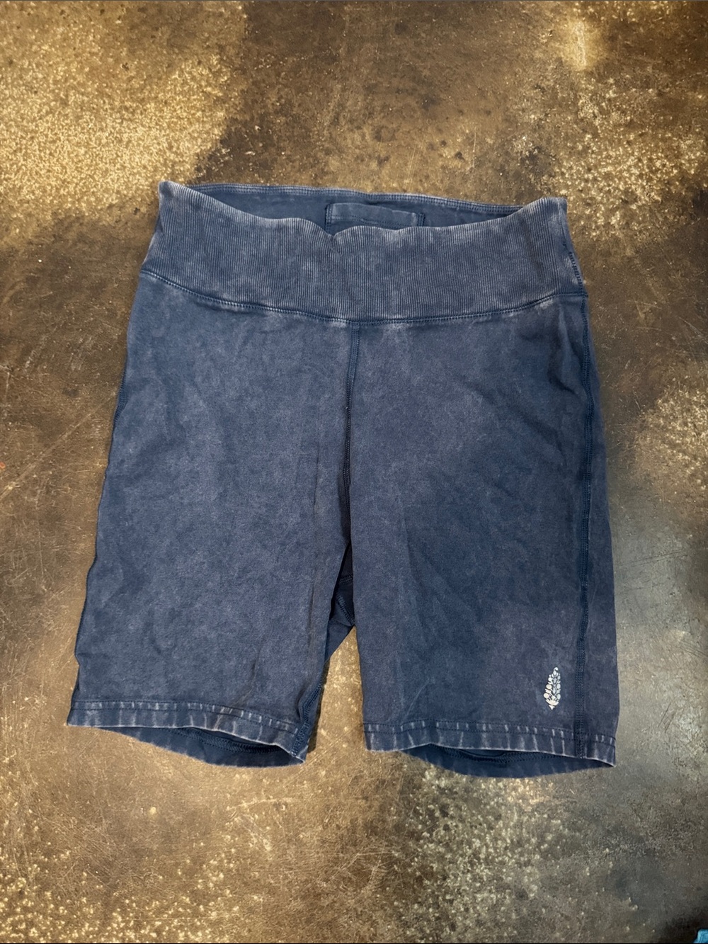 Free People Navy Blue High-Waist Bike Shorts